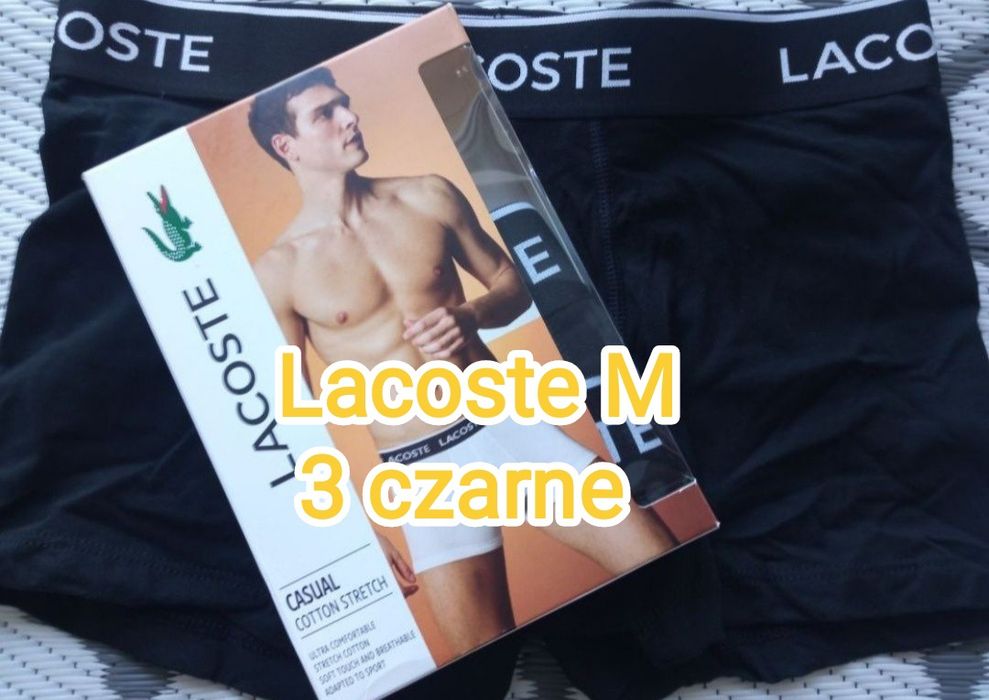 Lacoste Bokserki czarne rozmiar M 3 szt, patrz fotki i opis