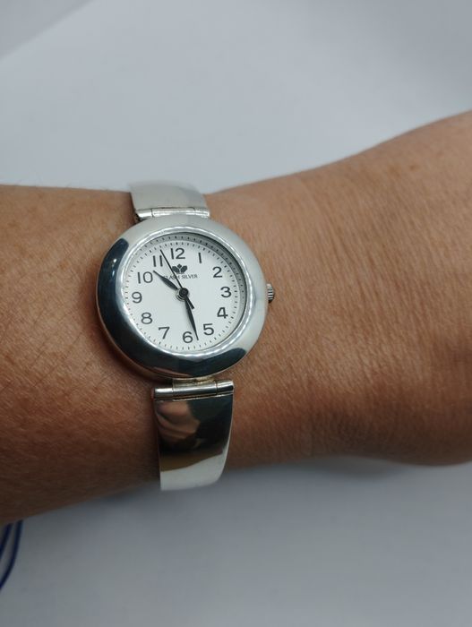 Srebrny damski zegarek, na baterie, próba 925