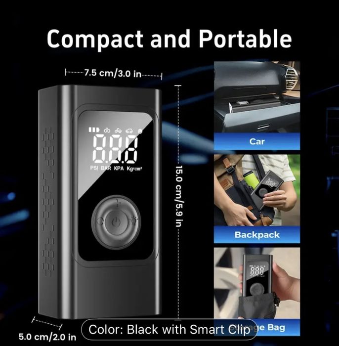 Бустер, пуск-зарядний  на 1000 А, з компрес. 150 PSI, батар. 10000 mAh