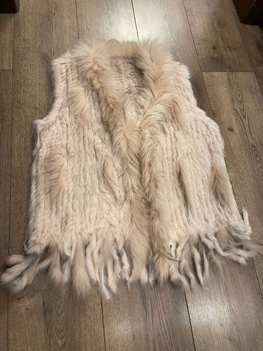 Натуральне хутро жилет бохо бежевий рожевий мех
