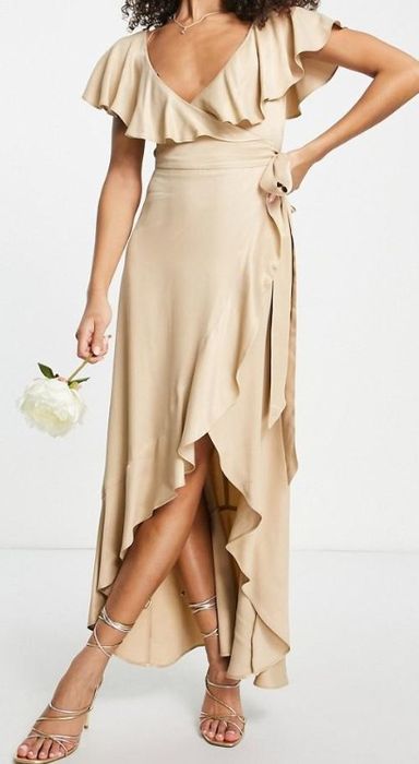 Topshop satynowa długa koktajlowa sukienka 42