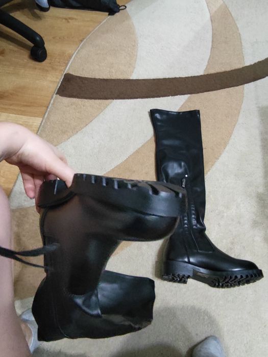 Buty muszkieterki za kolano na chude nogi