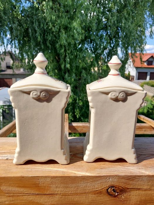 Dwa pojemniki ceramiczne do kawy i herbaty vintage
