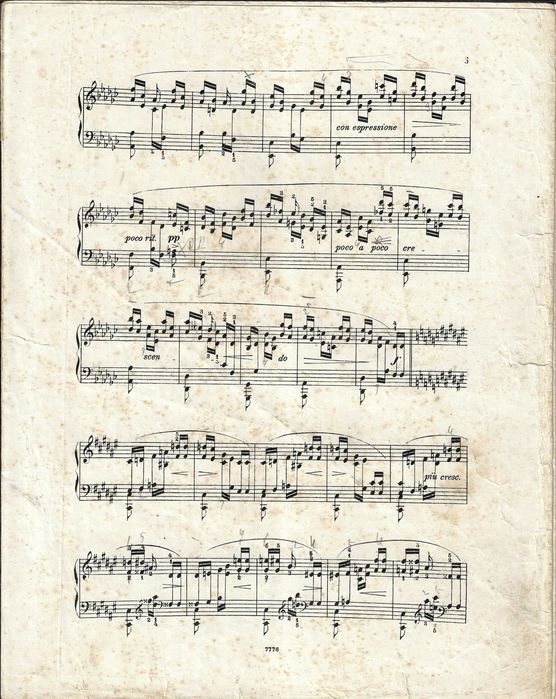 PIANO: Partitura Antiga de "Si Oiseau j'étais, A toi je volerais!", de A Henselt - Carimbo Sassetti