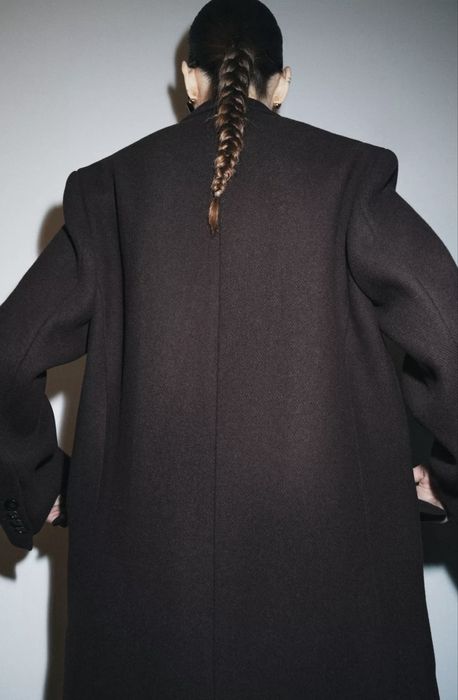 Шоколадное пальто Zara шерсть