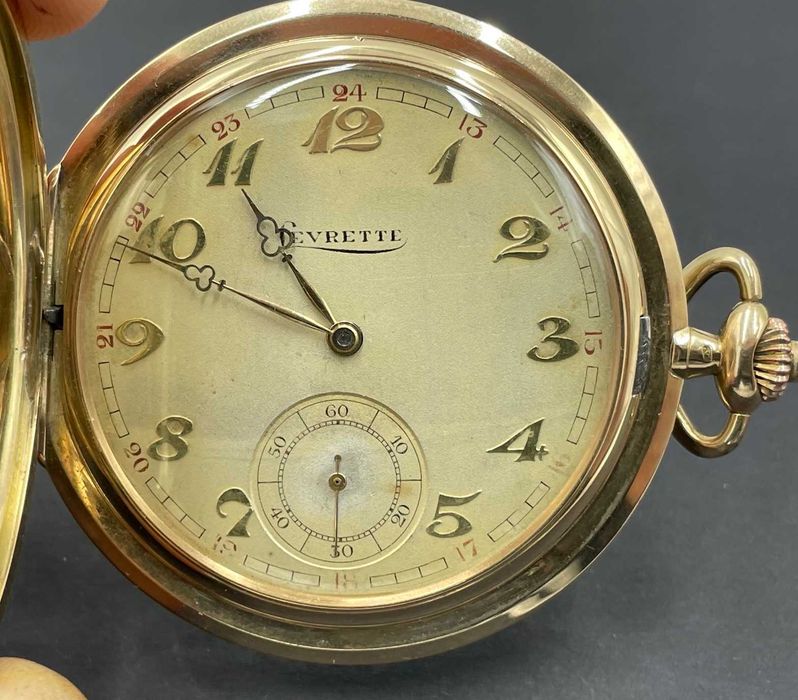 Unikatowy Złoty Zegarek Kieszonkowy CHRONOMETRE EVRETTE 14K (585) – 53 mm | Po Serwisie!