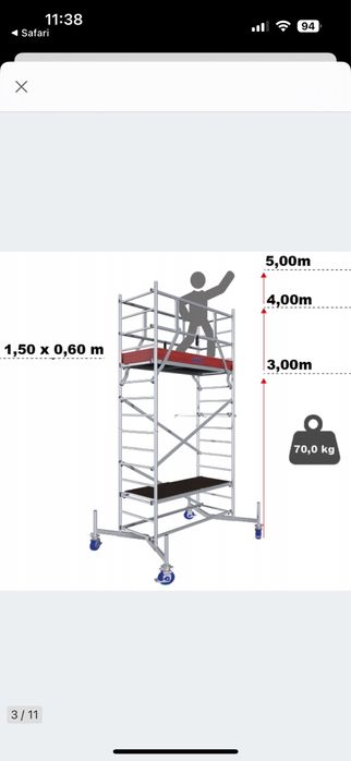 Rusztowanie aluminiowe jezdne 5 m