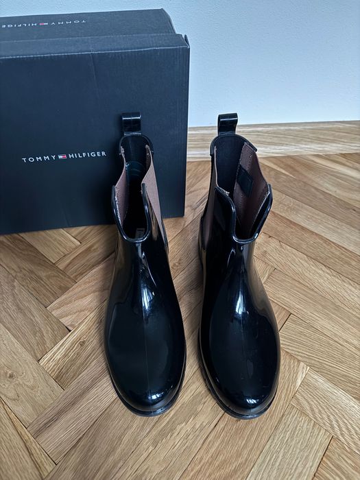 Tommy Hilfiger kalosze damskie TH Monogram rozmiar 41 czarne glossy