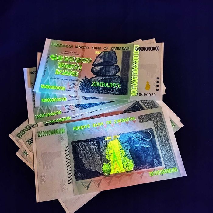 Banknot kolekcjonerski 100 Trillionów Dolarów Zimbabwe Unikat UV UNC