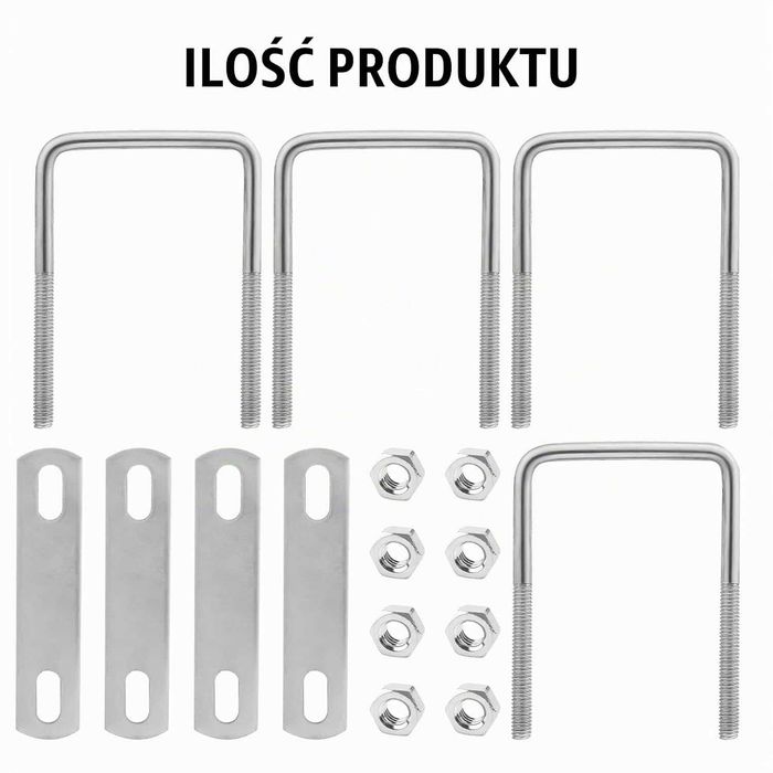 Śruba montażowa typu U 50x80mm 4 sztuki stal nierdzewna Nizirioo