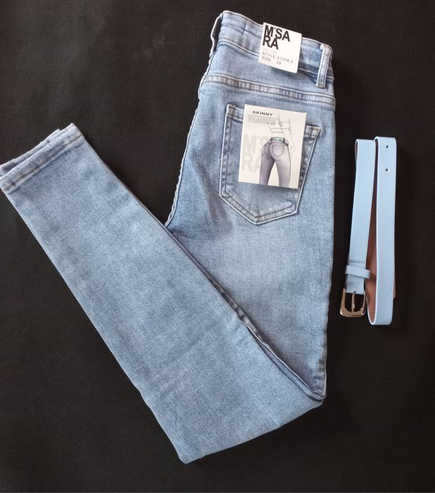 M'Sara SKINNY jeansy r.28 jasne, uciągliwe NOWE s/m