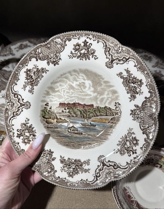 Вінтажний Сервіз Johnson Bros England Old Britain Castles коричневий