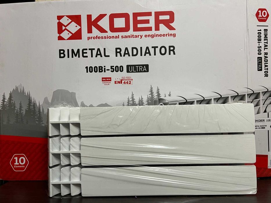 Биметаллический радиатор Koer-100 Bimetal-500 Ultra,  новый 3 секции.