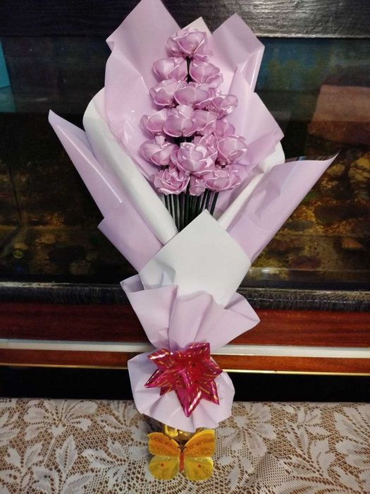 Букет з атласних стрічок "Сувенір"