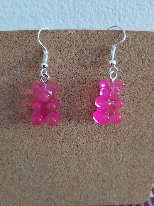 Kolczyki misie,  różowe