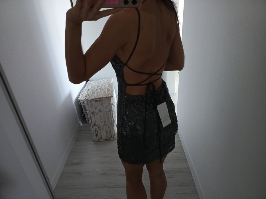 Nowa sukienka cekiny Zara rozm.M andrzejki sylwester odkryte plecy