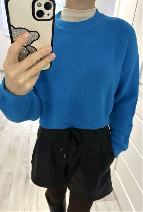 Zara niebieski krótki sweterek oversize M