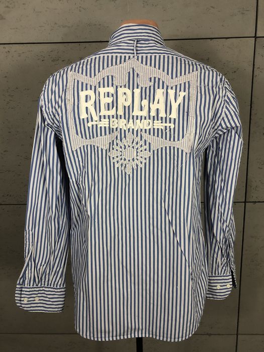 Replay roz. M męska koszula w paski