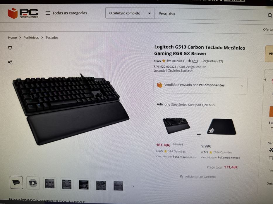 Logitech G513 Carbon RGB GX Brown Mechanical Keyboard64564204311171122