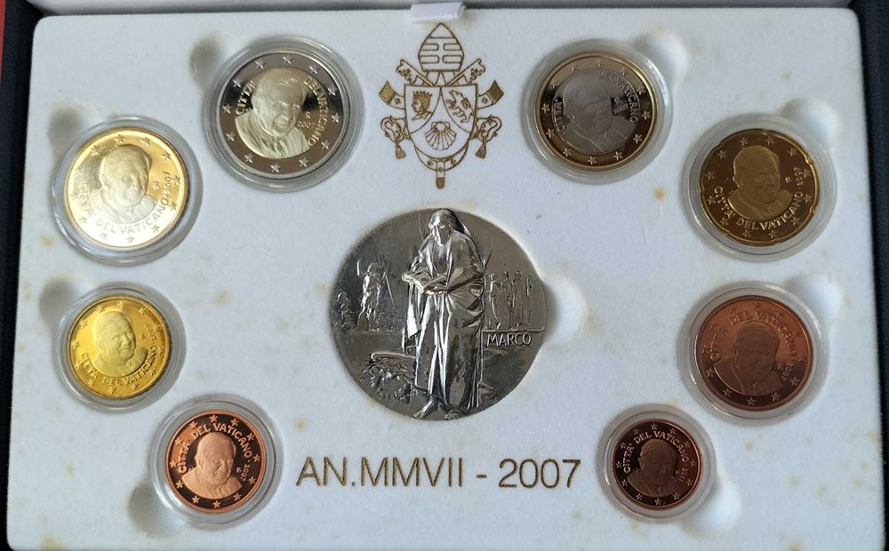 Estojo Set Vaticano  Moedas Proof 2007 Papa Bento XVI Raro Original