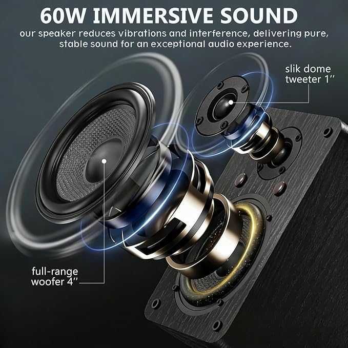 Głośniki aktywne stereo Bluetooth 60W USB AUX optyczne Lonpoo LP-42A