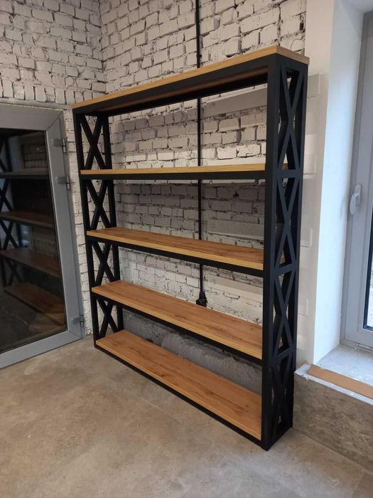 Стелаж лофт. Торгове обладнання. Стелажі на замовлення. Вітрина.