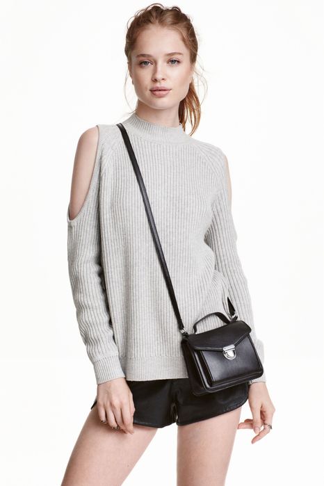 Sweter sweterek szary basic H&M odkryte ramiona 36 S