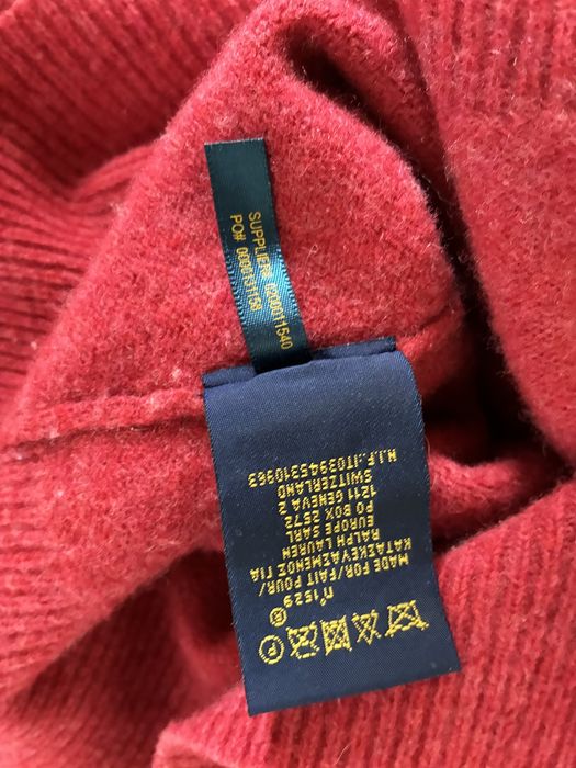 Ralph Lauren wełniany sweter malinowy haftowane logo premium