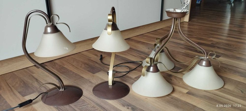 Komplet lamp w stylu klasycznym – lampa wisząca + 3 lampki nocne