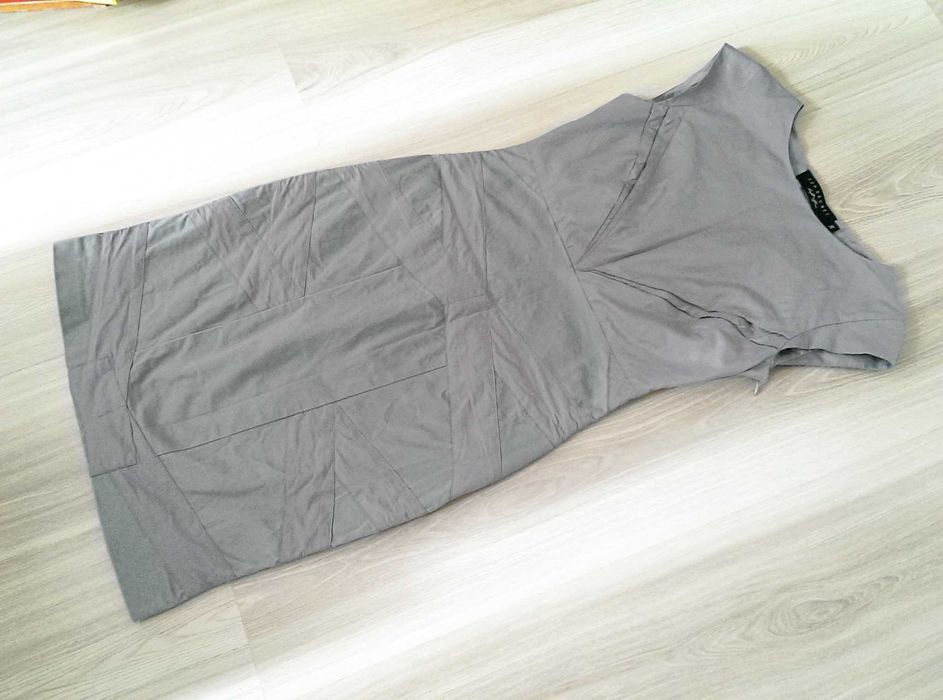 Sukienka ołówkowa szara popielata obcisła elegancka wizytowa 36