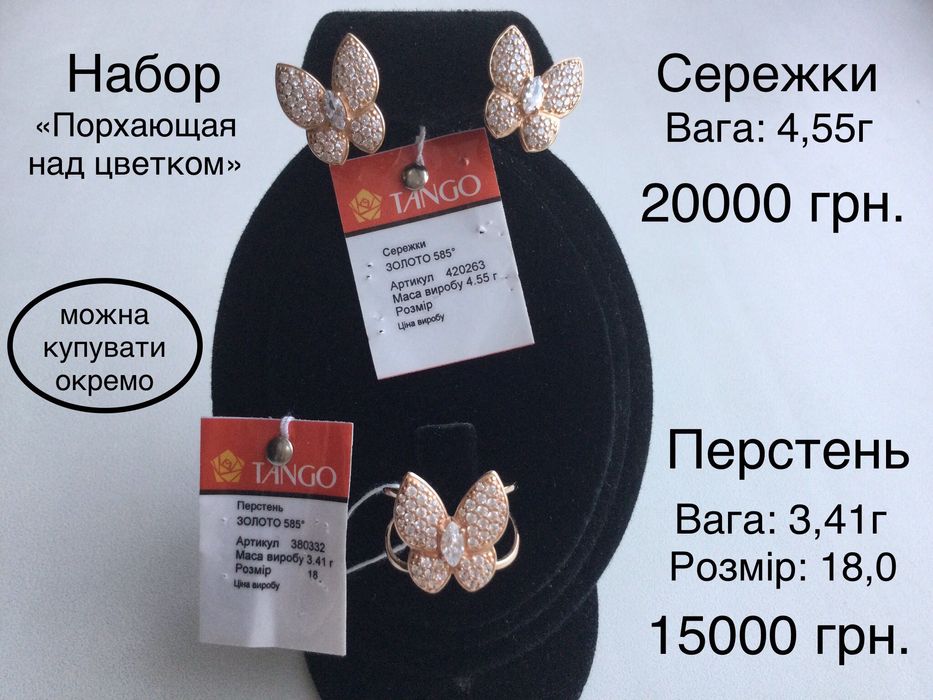 Наборы: Серьги, Кольца, Подвески. Золото 585 пробы. Новые.