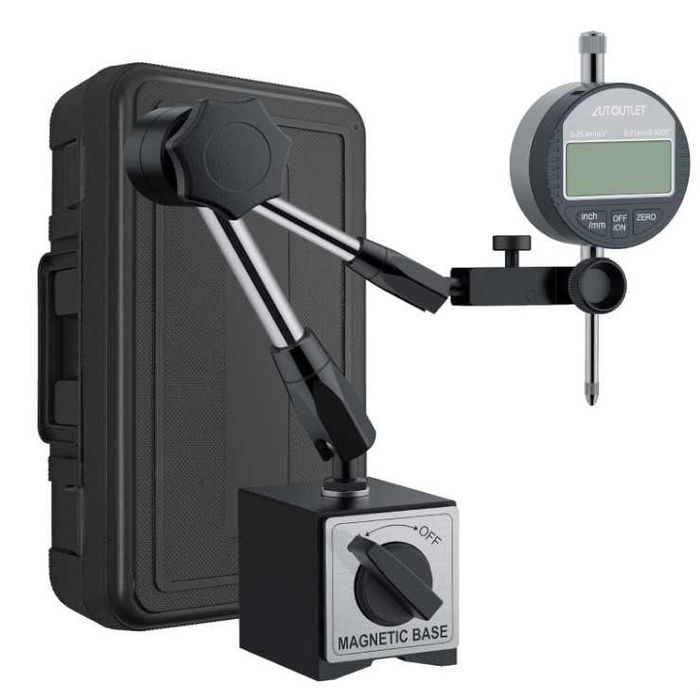 Cyfrowy czujnik zegarowy 0-25mm z podstawą magnetyczną AUTOUTLET