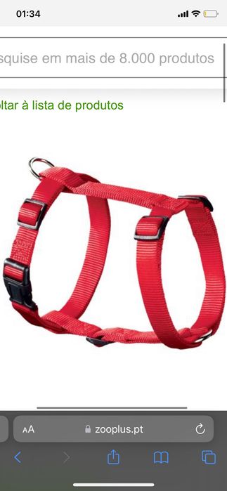 Arnês/peitoral para cão de pequeno corpo