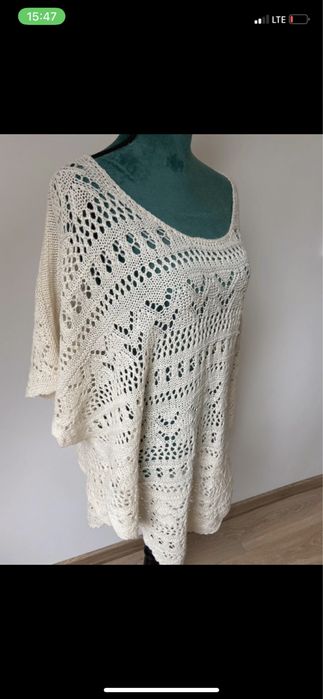 Azurowe poncho sweter M-L Only
