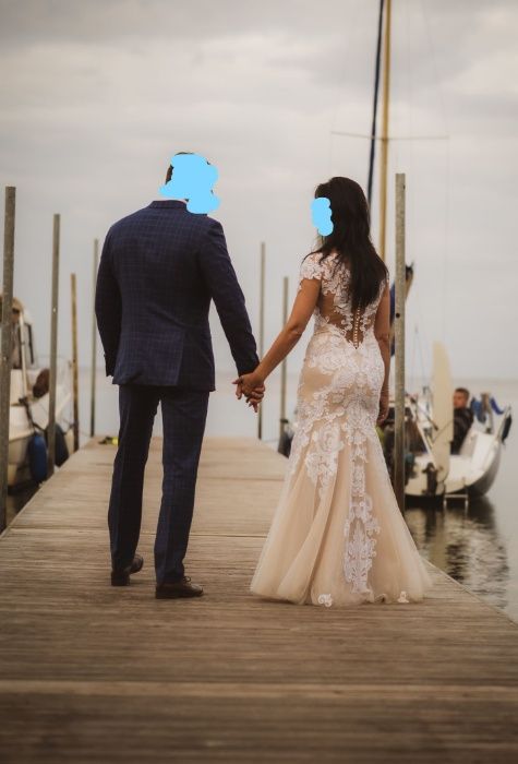 suknia ślubna cielista brzoskwiniowa