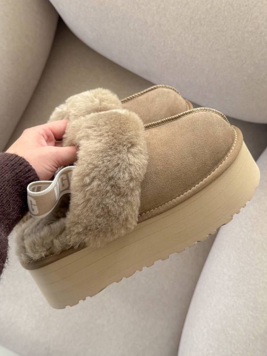 36-41 р угги розпродаж Ugg Funkette Slipper Platform Light Brown beige