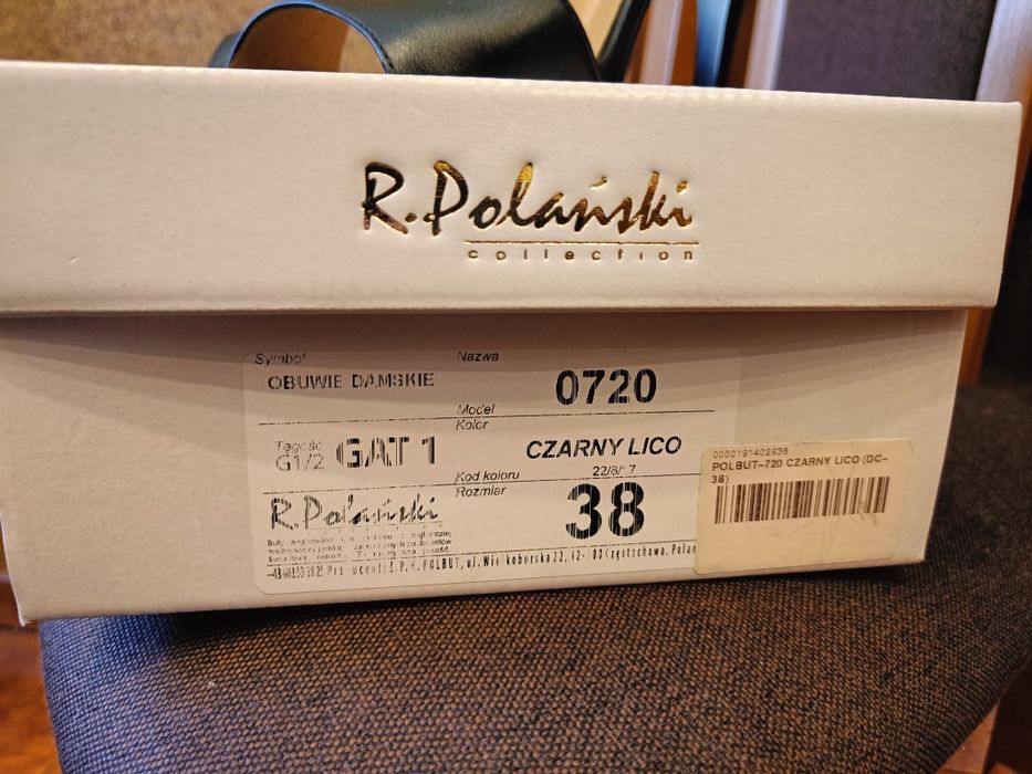Czarne buty na obcasie R. Polański rozmiar 38