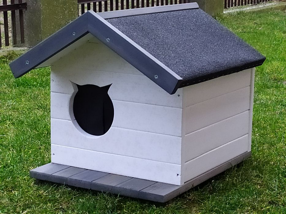 Buda Budy dla Kota Psa K7 SZARO-BIAŁA Malowana Ocieplona SKRĘCONA PR