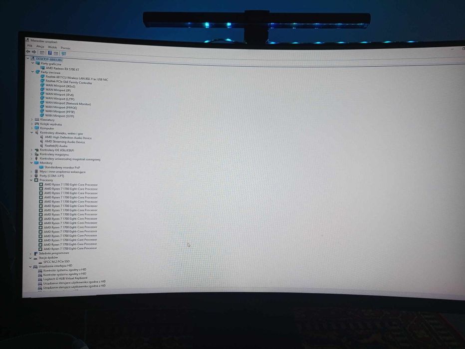Komputer gamingowy, Monitor 180hz i myszka Logitech G pro Superlight