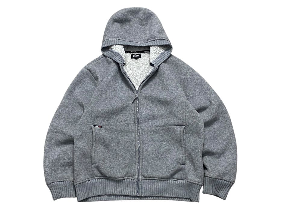 Vintage Męska Szara Bluza Polarowa Z Kaputrem Schott Rozmiar L