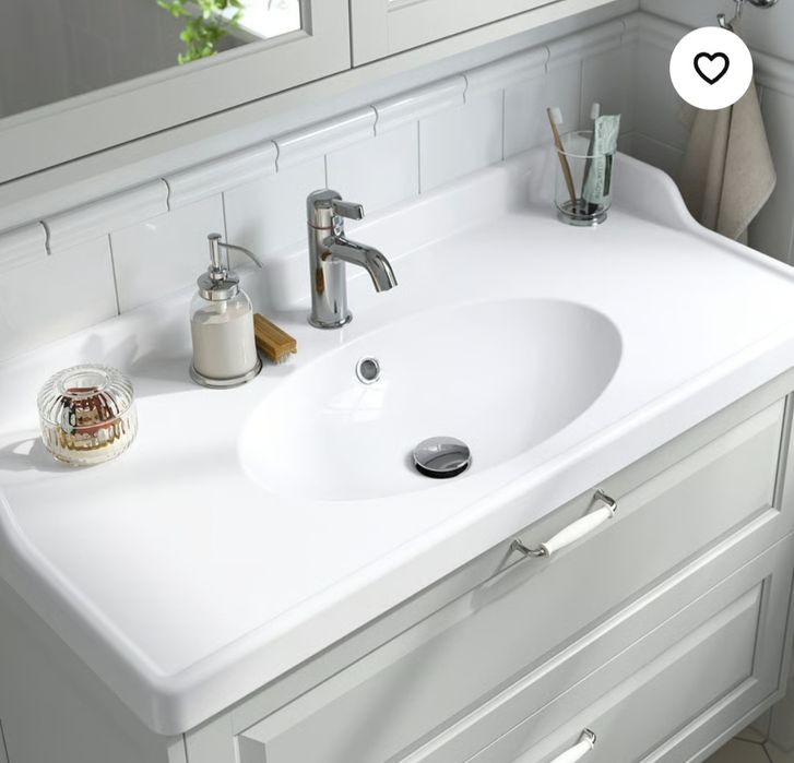 Nowa 1/2 Ceny umywalka RUTSJÖN z Ikea ceramiczna biały, 82x49 cm 
Umyw