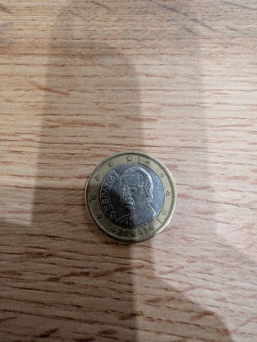 Moneta 1 euro z 2001 roku. Hiszpania.