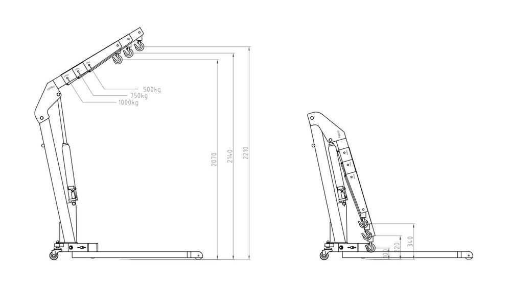 Grua de Oficina Hidráulica Desdobrável 1T  JR19