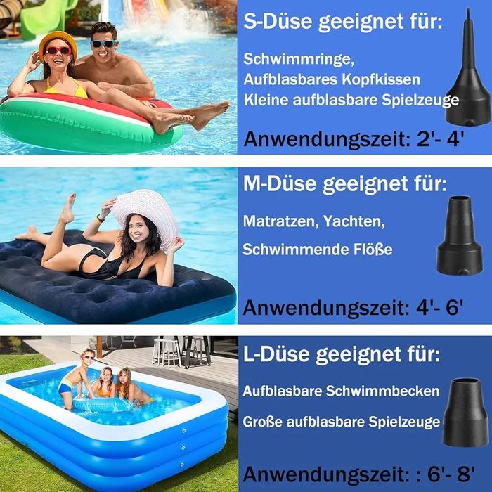 Elektryczna pompka powietrza do wszystkiego 3 dysze 2in1