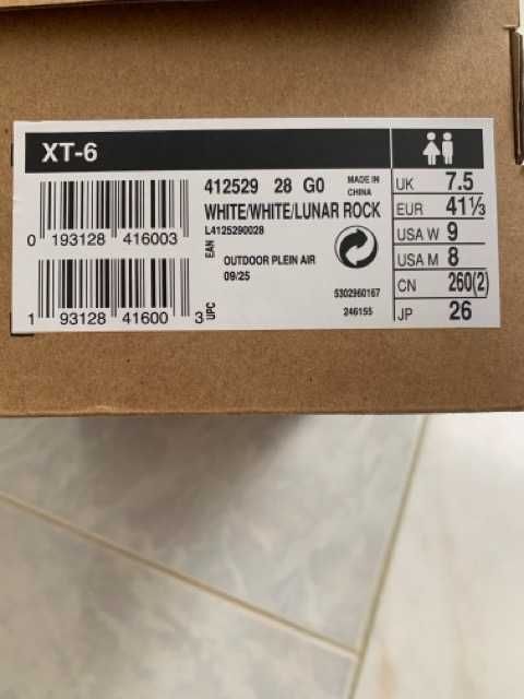 Salomon XT-6 White/Lunar Rock EU 41⅓ - Como Novos