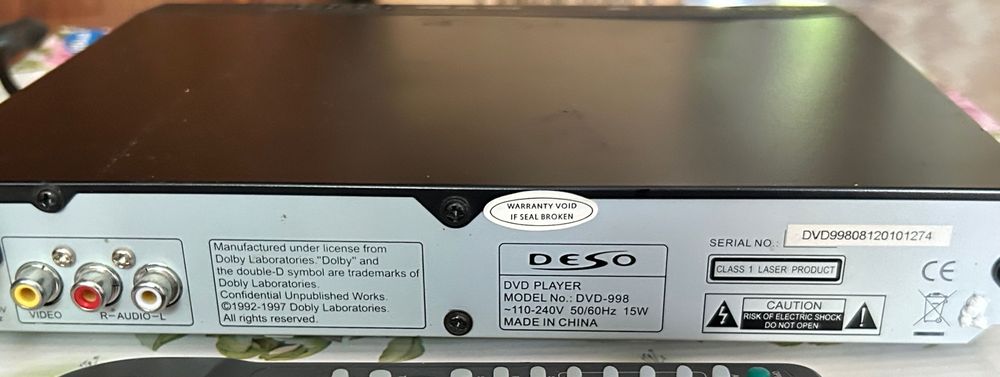 DVD-програвач DESO DVD-998 з пультом дистанційного керування