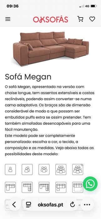 Sofá cinza com chaise longue