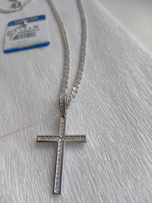 Срібний хрестик з цирконами срібло 925 з камінцями