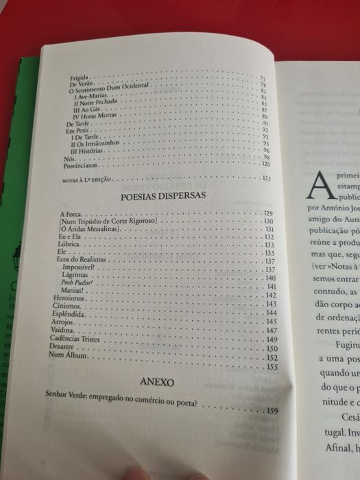 O livro de Cesário Verde e poesias dispersas