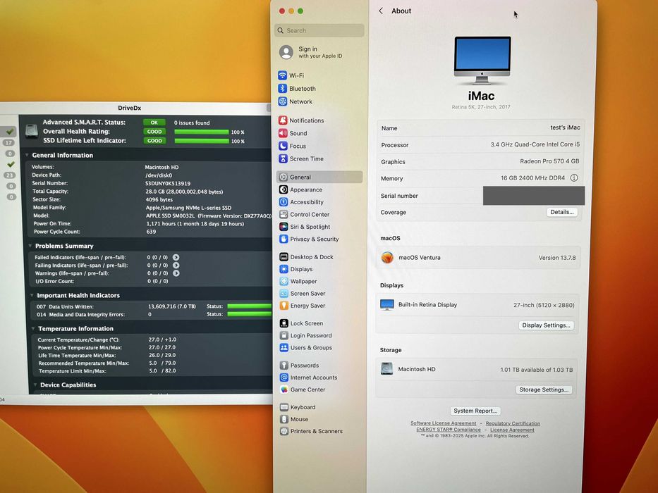Моноблок/компьютер Apple Imac 27 5K 2017 (i5/16/pro 570 4gb/1 TB )